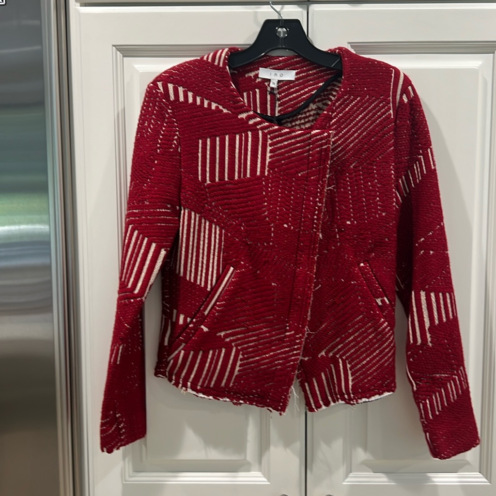 Iro. Mepsie Berry Red/ Gold Fitted Jacket. 36. Nwt